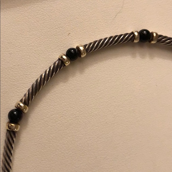 David Yurman sterling 14 kt gold onyx necklace - Picture 4 of 6